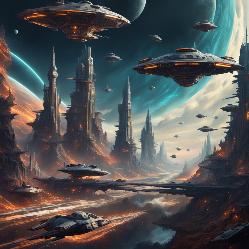 Retro Spaceships in Detailed Matte Illustration