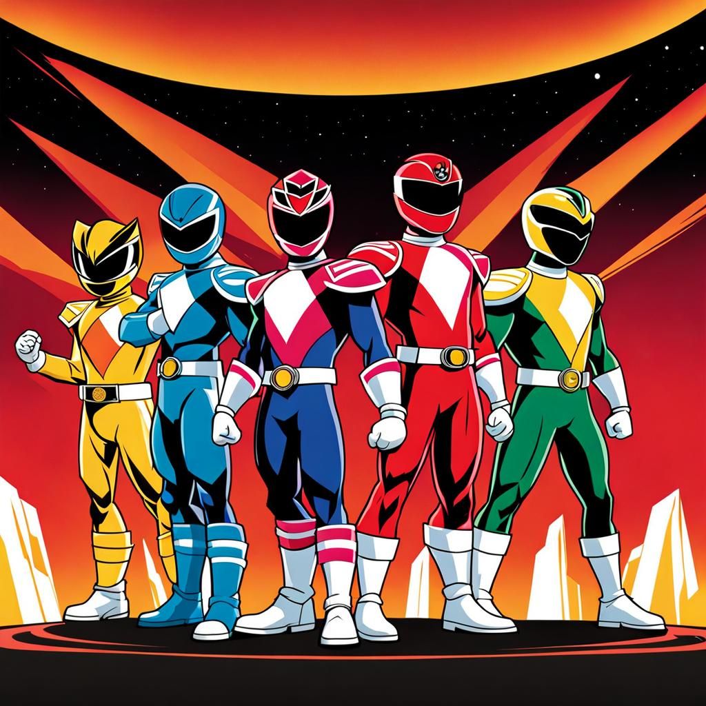 Power Rangers in 90s Cartoon Style
