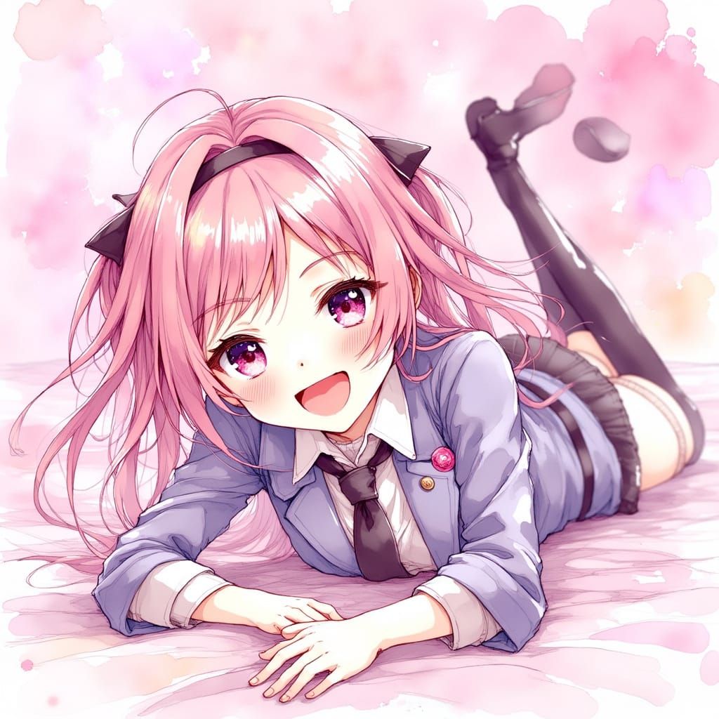 Smiling Girl in Uniform Inspired by Anime Key Visuals