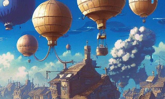 Floating Steampunk Town in the Sky: Ghibli Concept Art