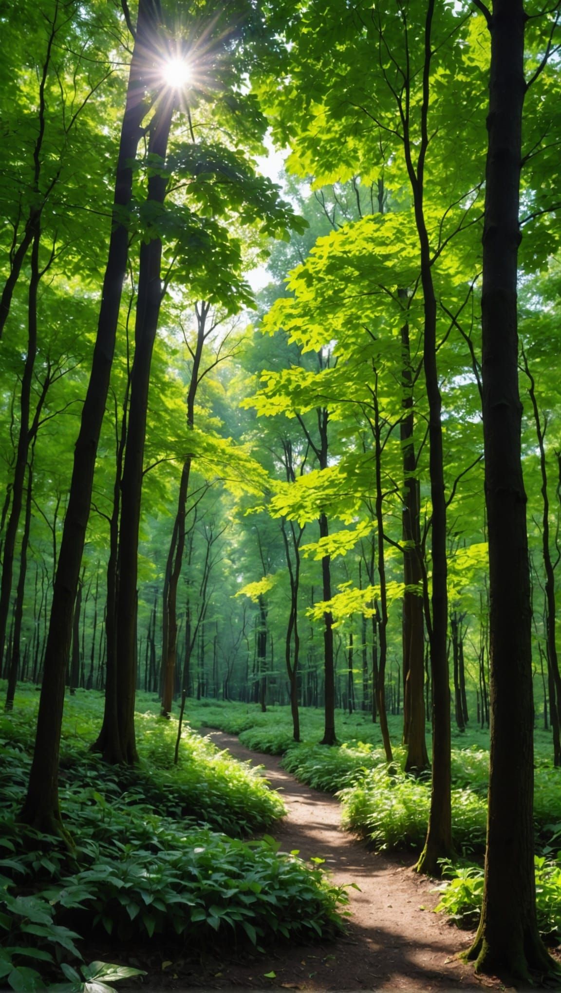 Sunlit Forest Canopy: A Play of Light and Shadow