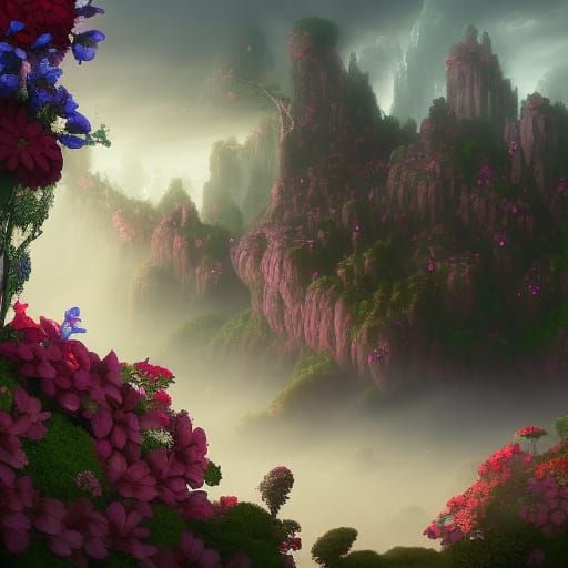 Fantastical Flower in Detailed Matte Painting