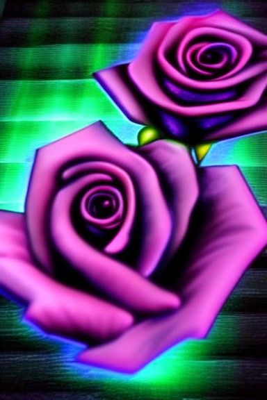 Cyberpunk Rose with Aurora and 3D Shading