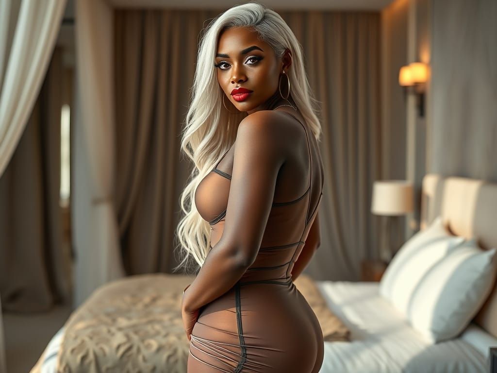 Glamorous Woman in Transparent Dress Fashion Photography