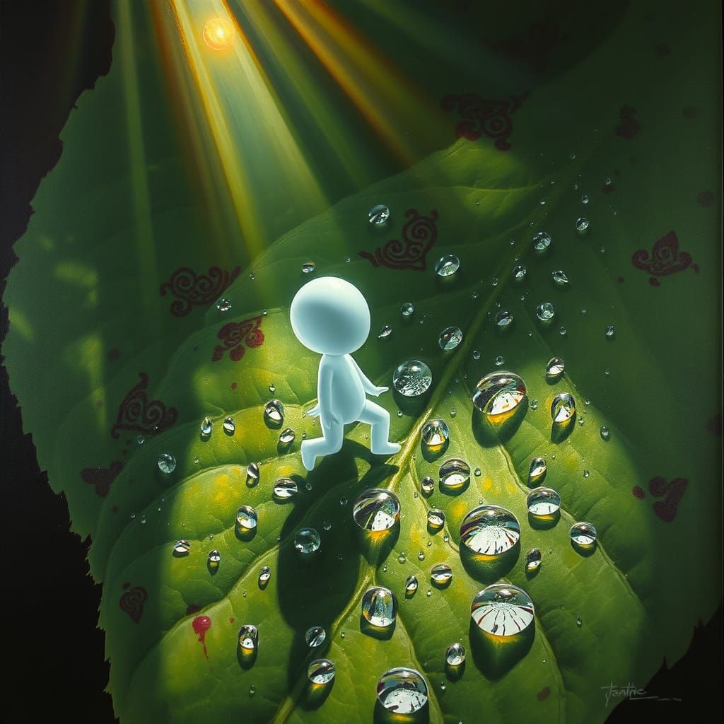 Enchanted Leaf Fairy in Oil Painting Style