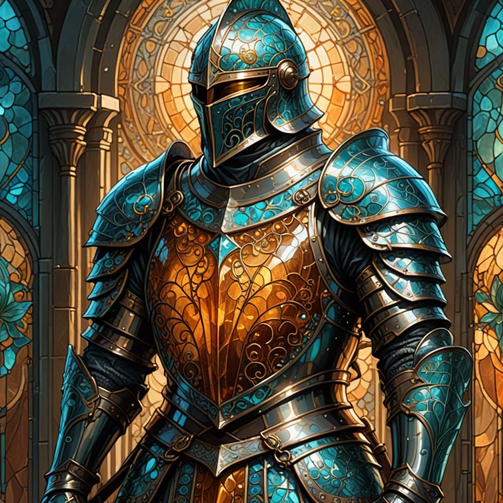 Knight in Shimmering Sea Glass Armor
