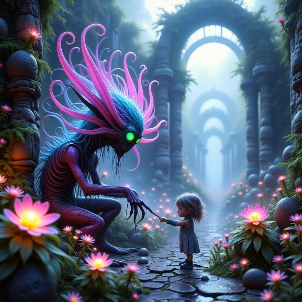 Ancient Greek Castle Encounter in Whimsical Style