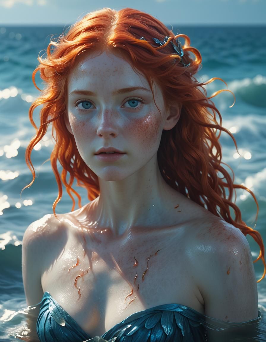 Sea Nymph Portrait in Hyper-Realistic Style