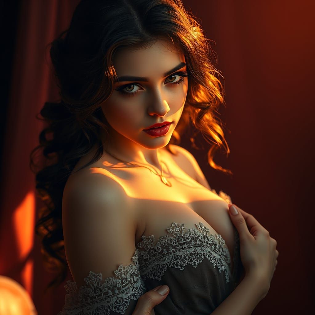 Elegant Portrait in Whimsical Baroque Style
