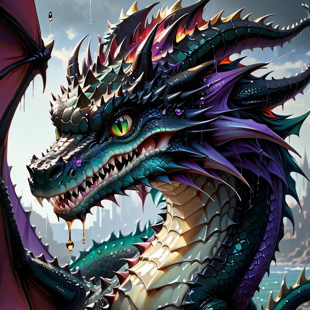 Adorable Venomous Dragon Portrait in Anime Style