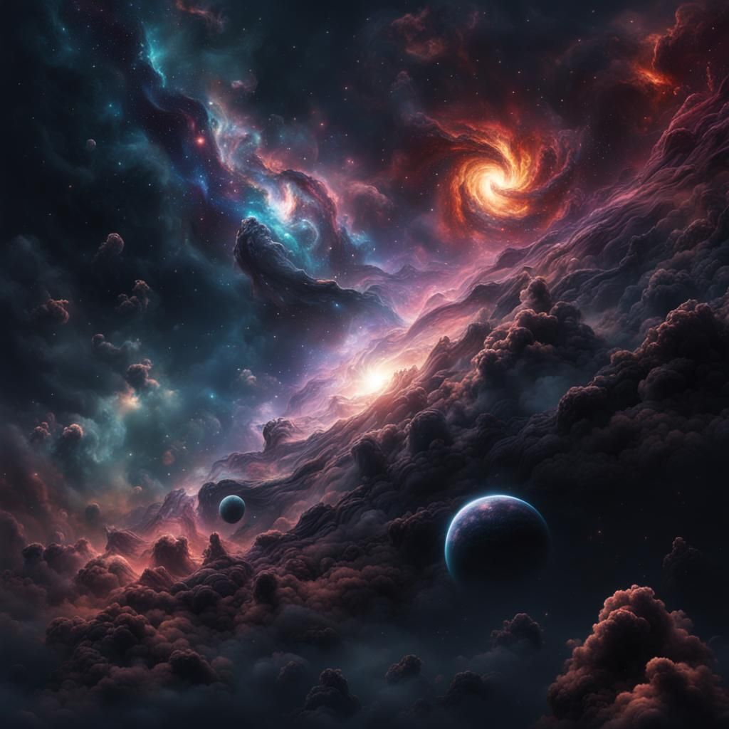 Dramatic Dark Nebula Galaxy Digital Matte Painting