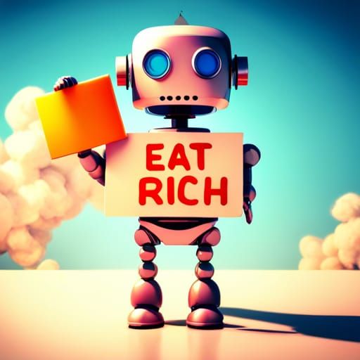 Realistic Robot Holding Sign in 3D Render
