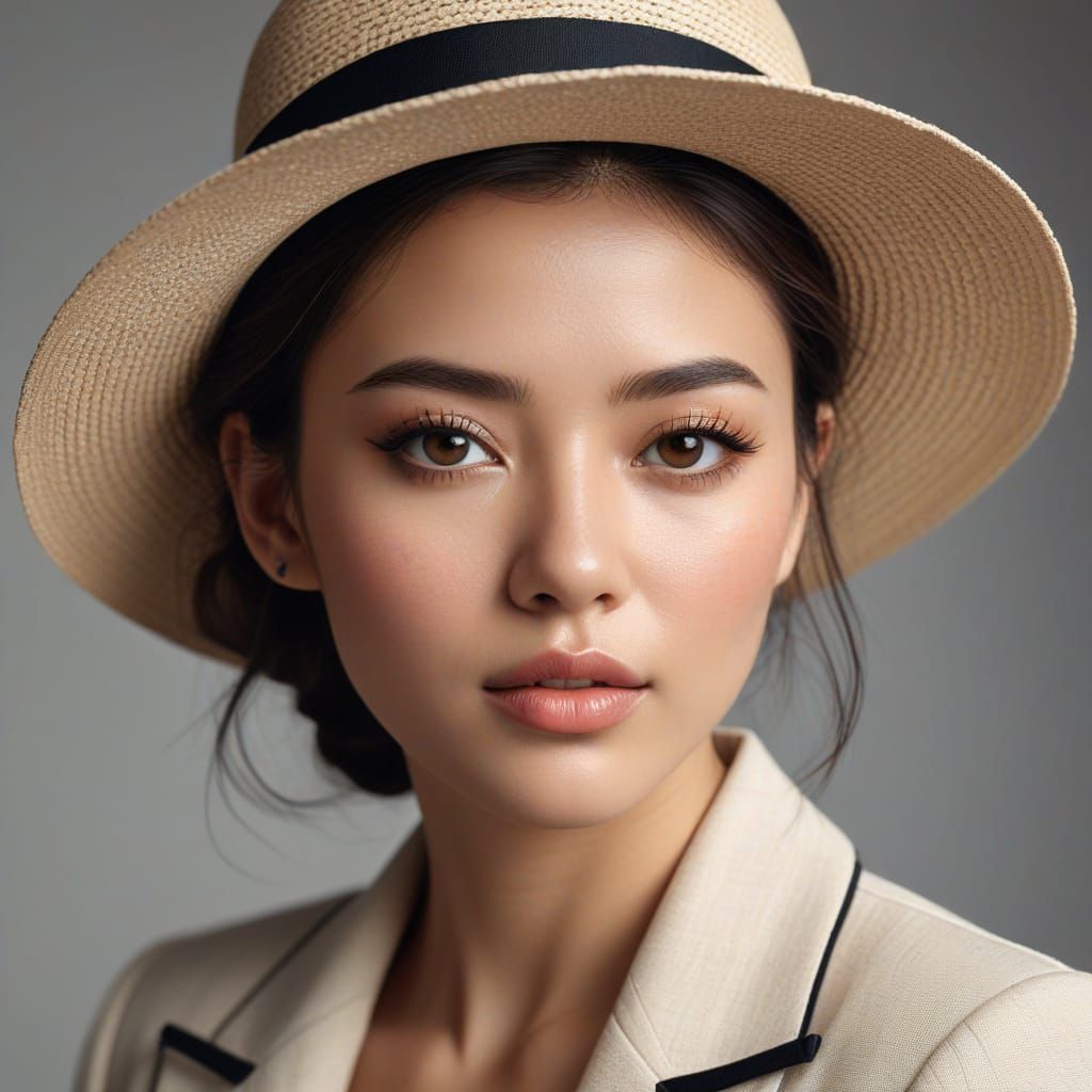 Elegant Asian Woman in Photorealistic Portrait