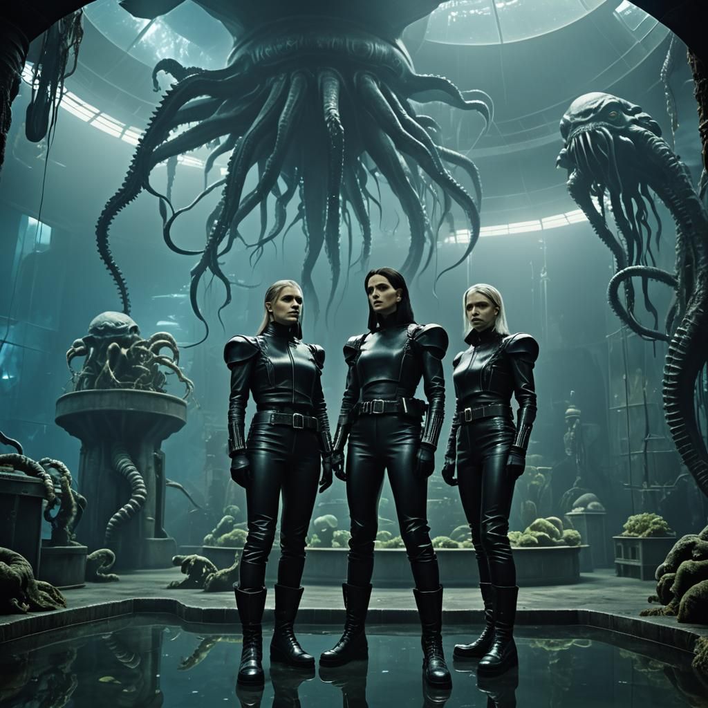 Lovecraftian Dungeon with Leather-Clad Guards