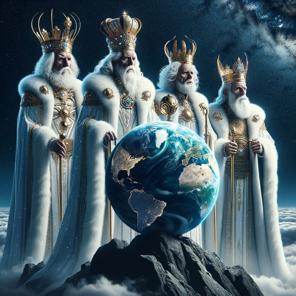 Four Kings Watch Earth With Displeasure