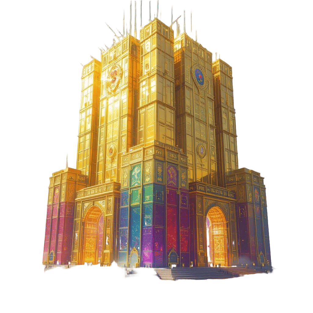 Golden Cuboid City Descending from Heaven