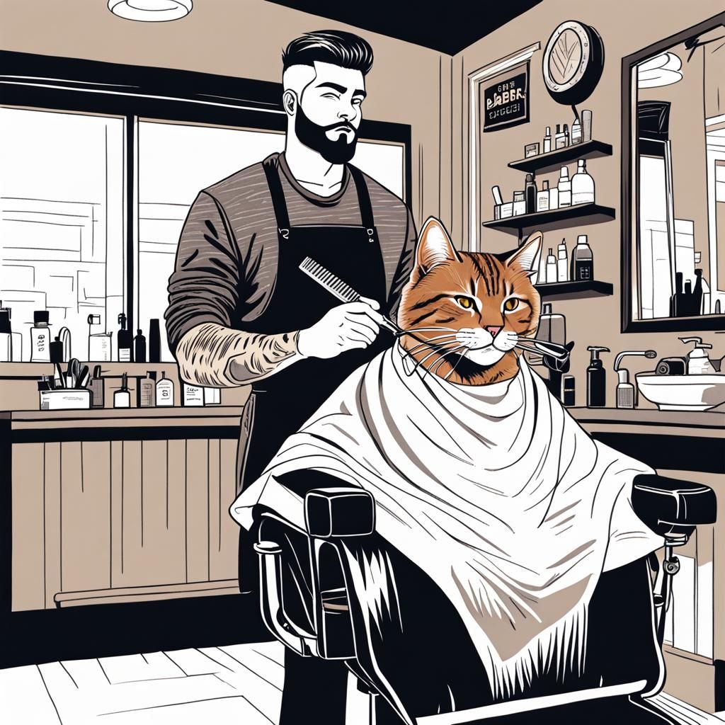 “We Awesome action sketch of a handsome young cat with a sub...