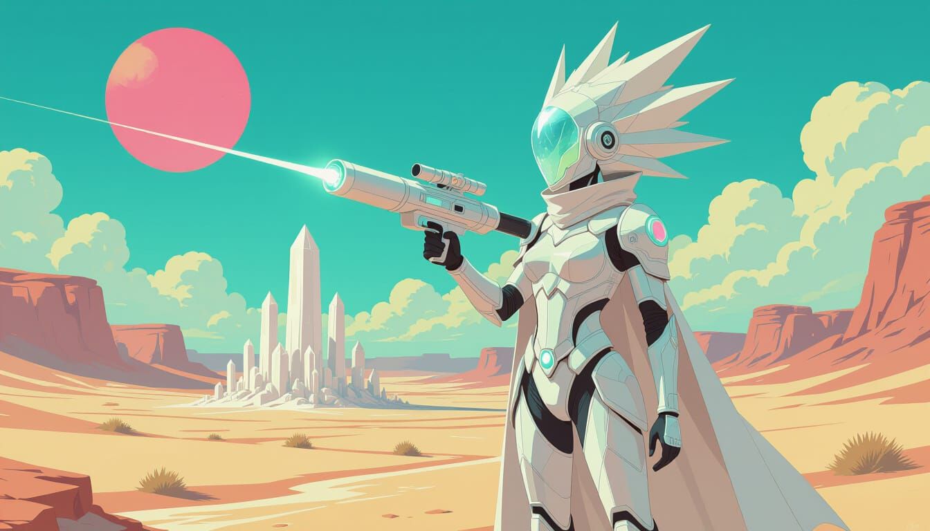 Selenite Crystal Gem Warrior in Fantasy-Fusion Style