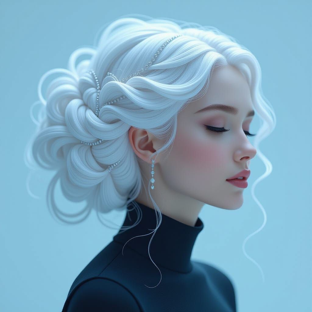 Ethereal Woman with Sculpted Hair of Light