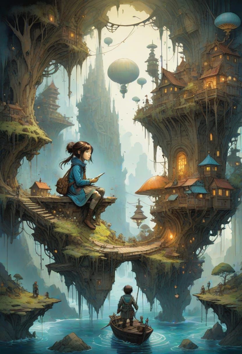 Epic Watercolor Fantasy Landscape in Cinematic Stylized Art