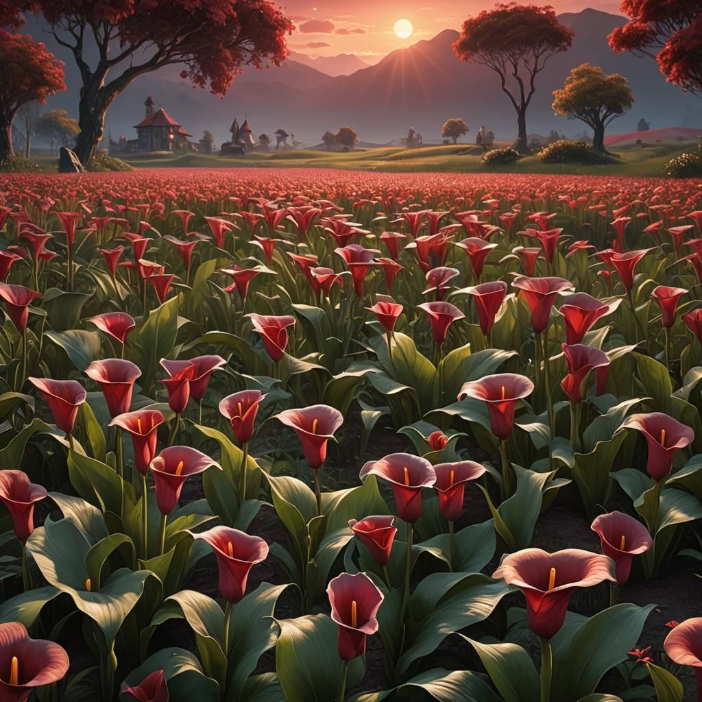 Calla Lily Field at Sunset: Fantasy Concept Art