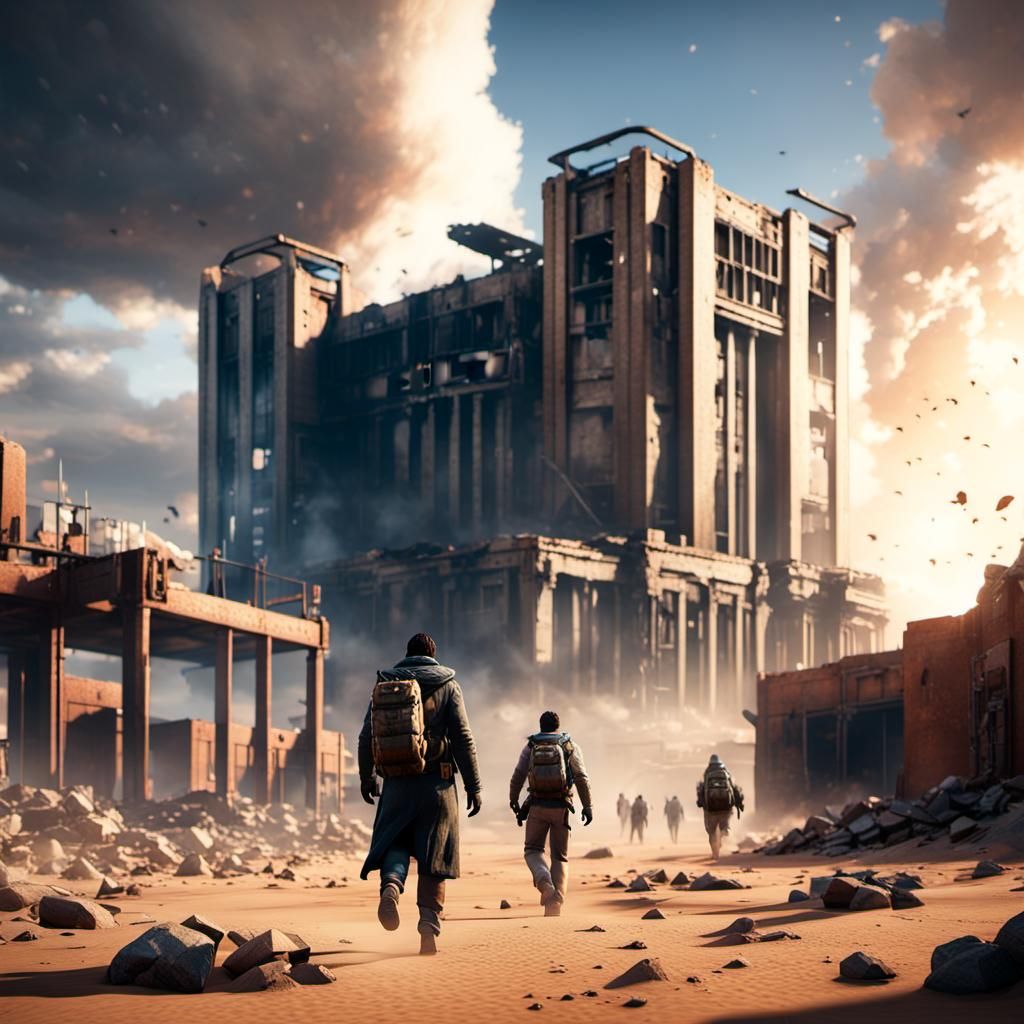 Apocalyptic Desert Cityscape in Cinematic 3D Style