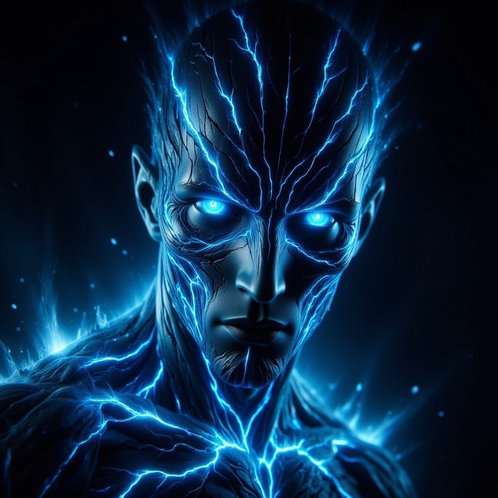 Glowing Fluorescent Man with Ominous Aura