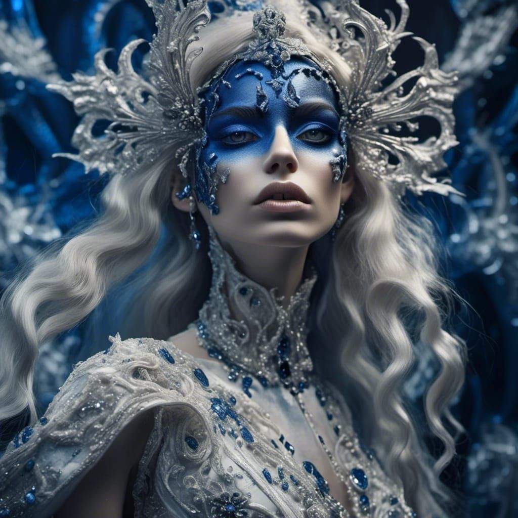 Dramatic Blue and White Shimmering Iris