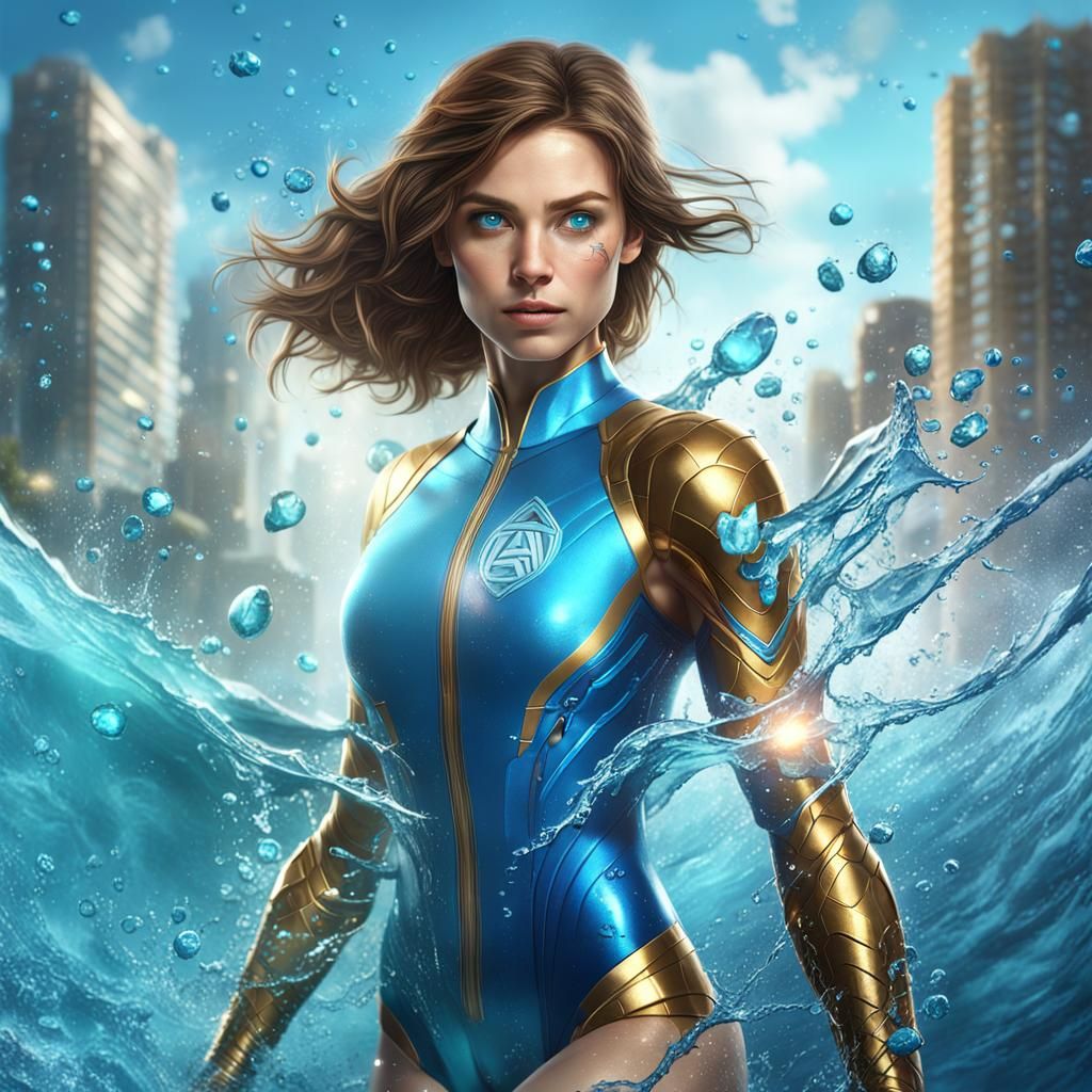 Water Superhero in Detailed Matte Painting