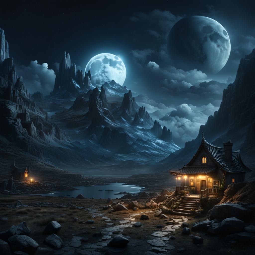 Moonlight and Shadow: A Dramatic Digital Painting