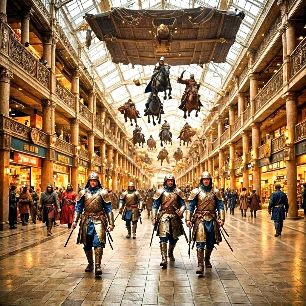 Mongolian Warriors Invade Modern Shopping Center