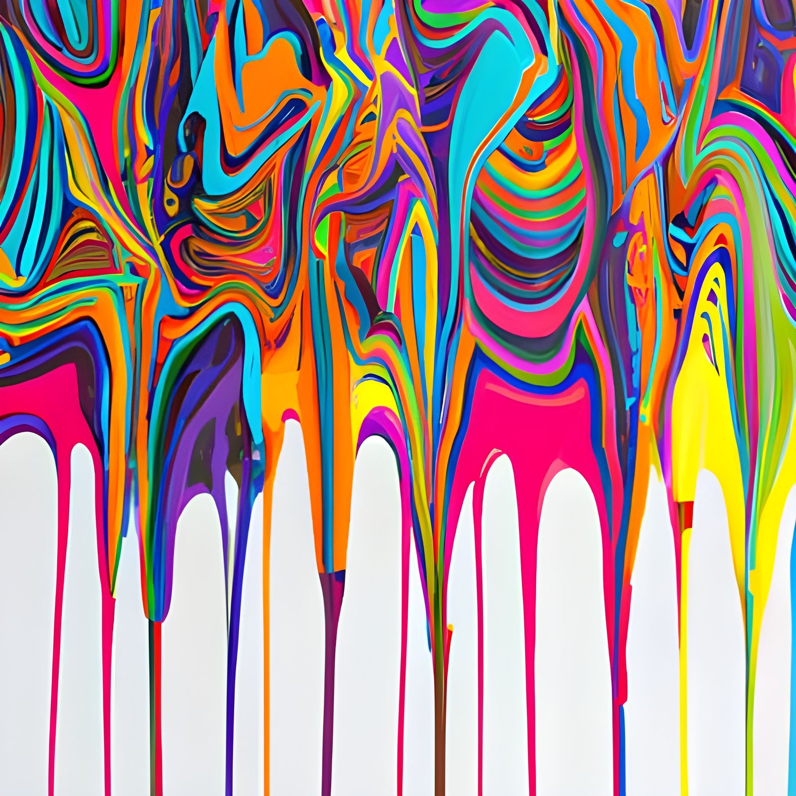 Abstract Multicolored Acrylic Paint Drips in 3D