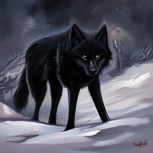 Sinister Black Wolf Art