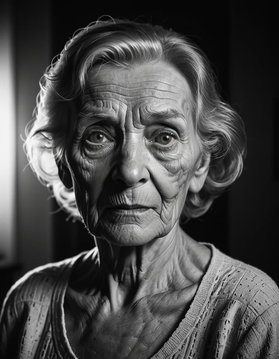 Film Noir Portrait of an Old Woman