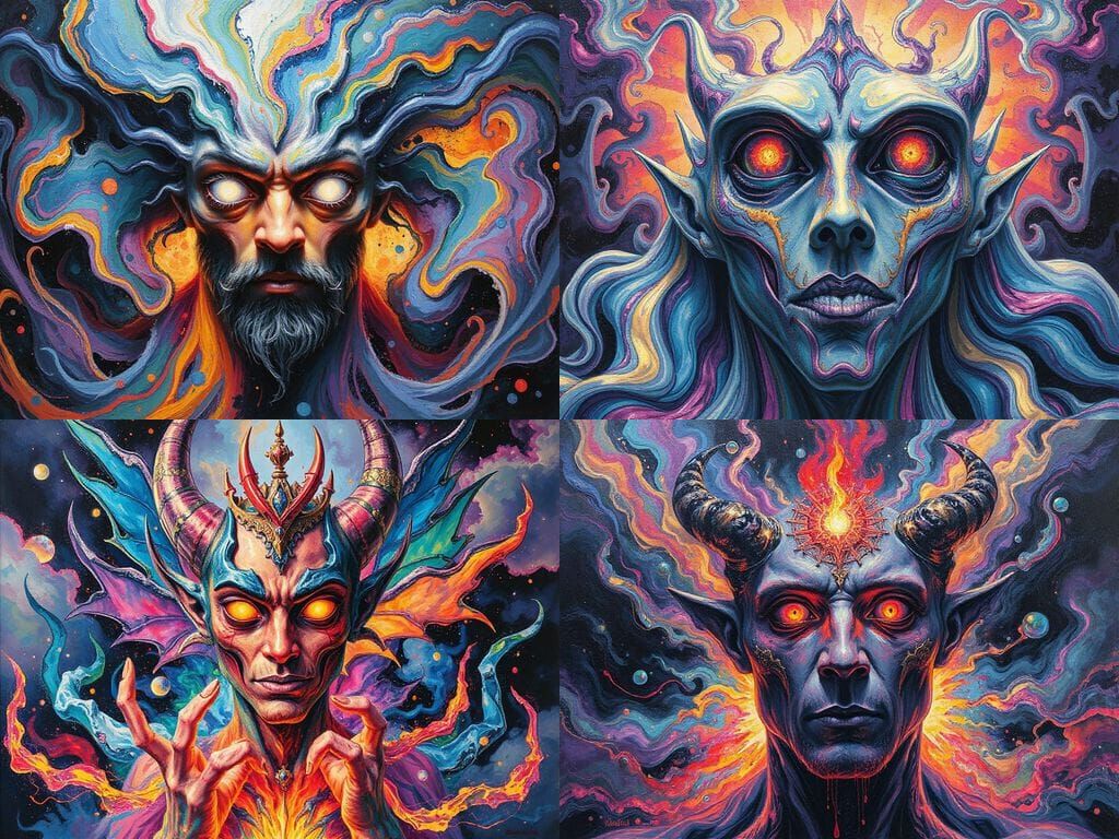 Surreal Dream-World Deity in Cosmic Chaos