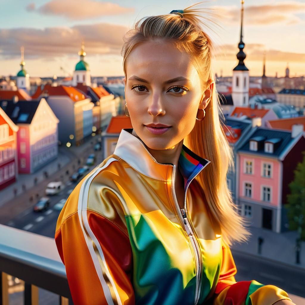 Female Streamer's Challenge, Photorealistic Oil Painting