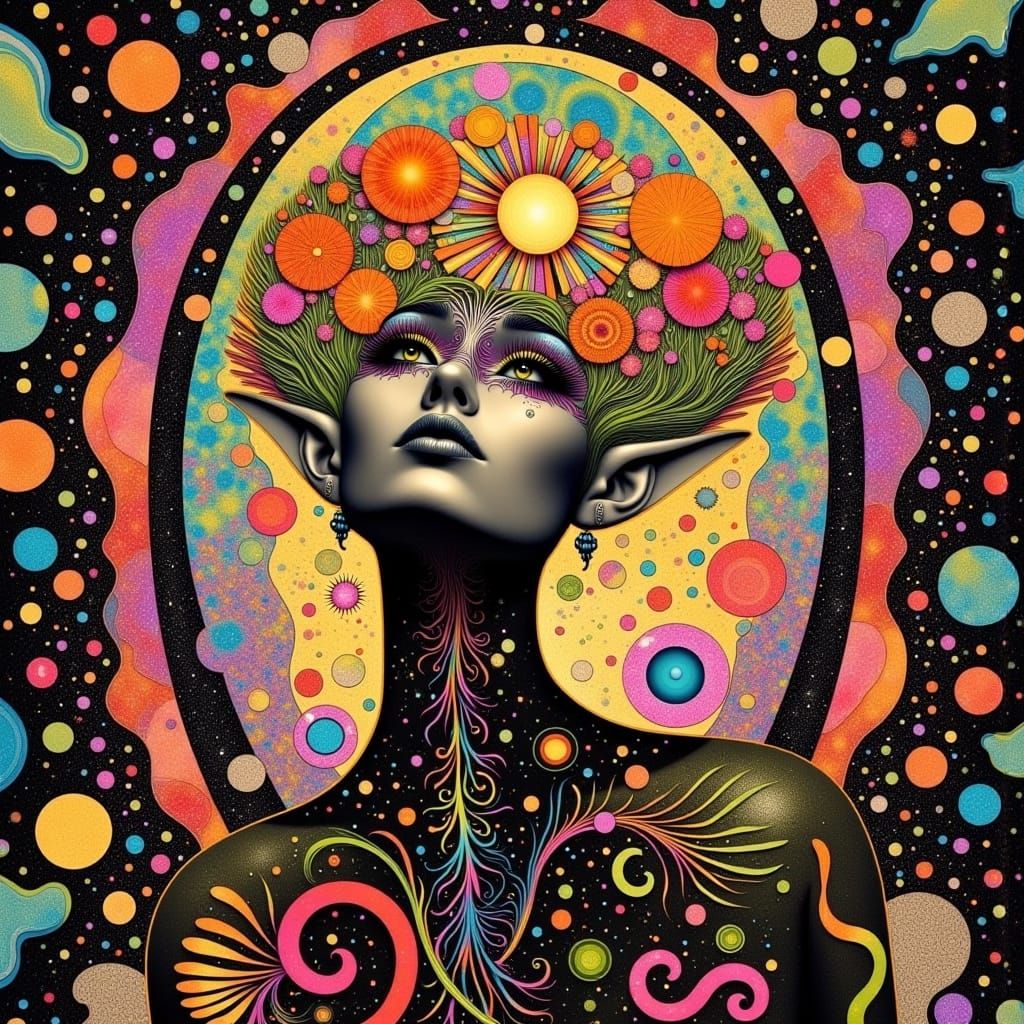 Surreal Goddess Embodies Harmony of Nature and Human