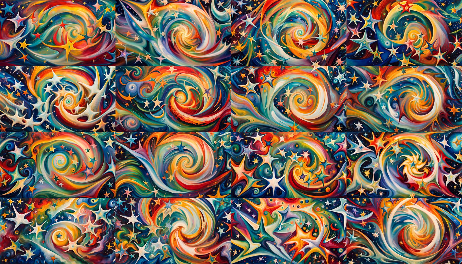 Iridescent Star Cluster Formation in Abstract Expressionism