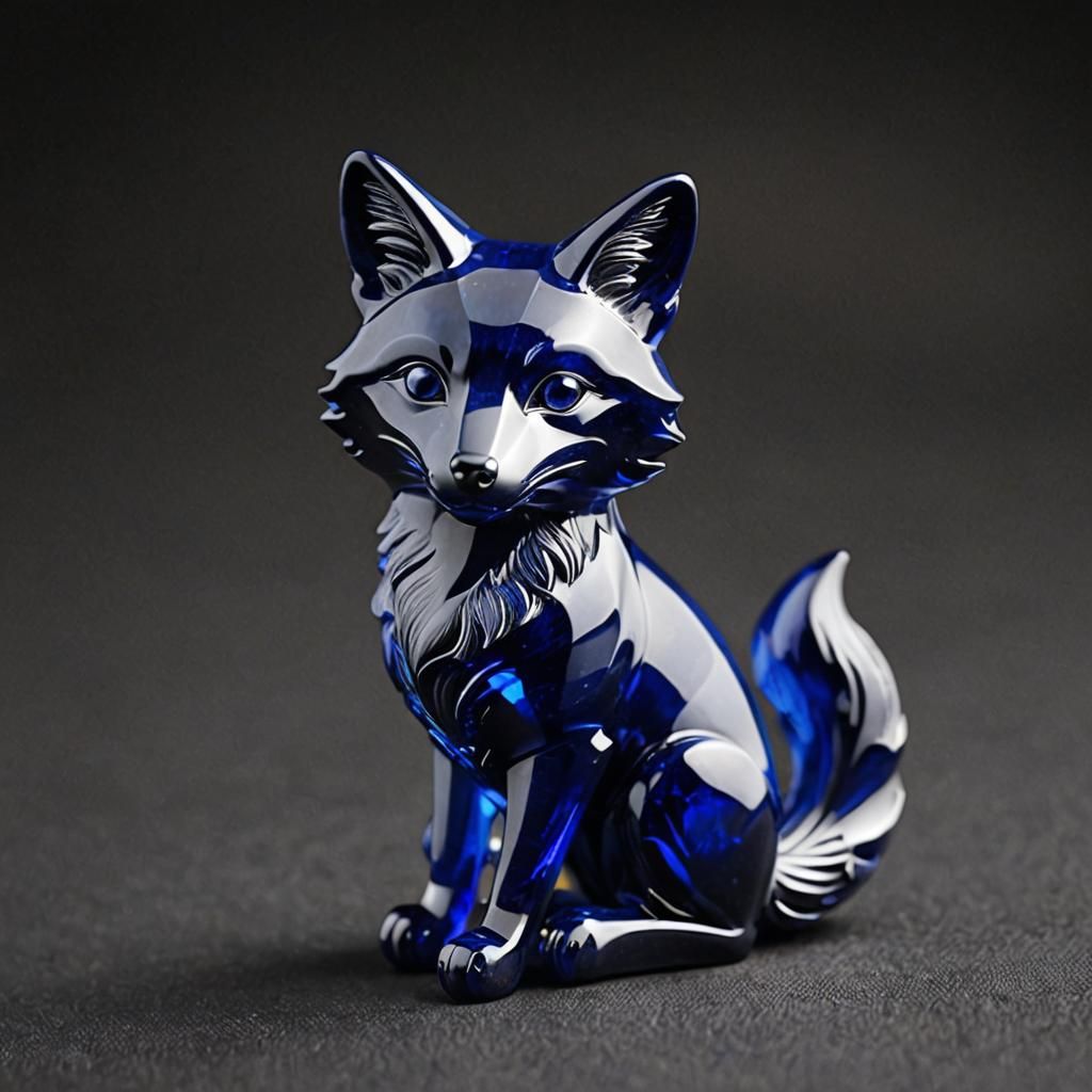 Sapphire Fox Sculpture in Royal Blue