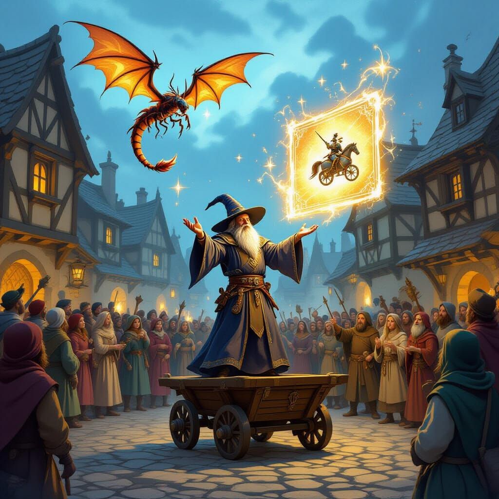 Medieval Sorcerer's Magical Village Display