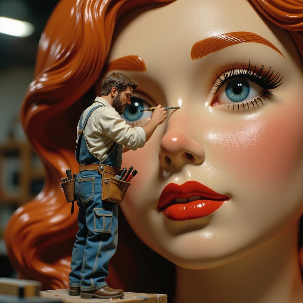 Giant Ginger Girl Sculpture: Cinematic Film Still