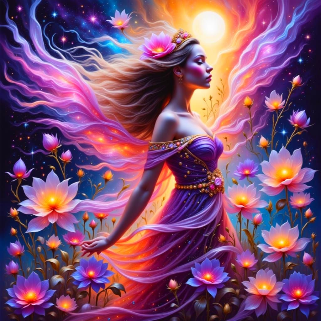 Electric Goddess of Primrose in Cosmic Abyss