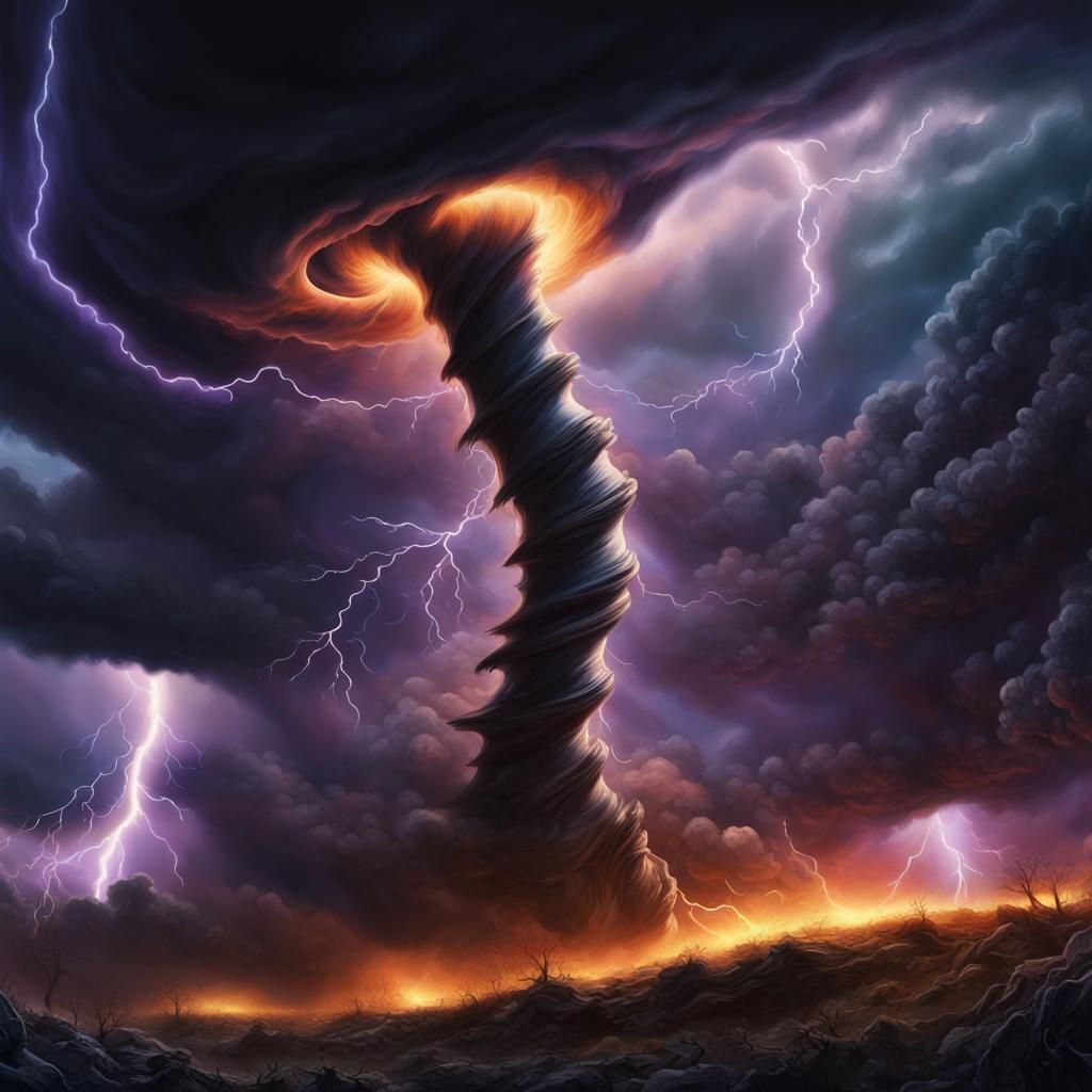 Tornado Under Black Moon: A Fantasy Concept Art