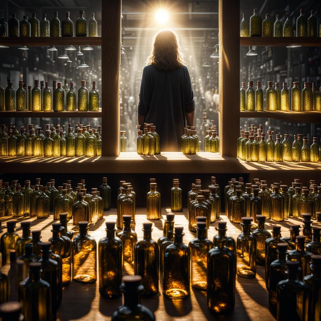 Girl Pharmacist Amidst Natural Remedies in Hyper-Realistic S...