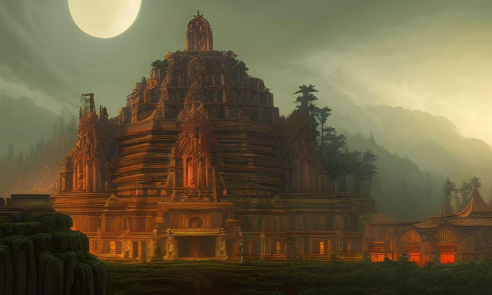 Highly Detailed Temple of Evil Digital Painting