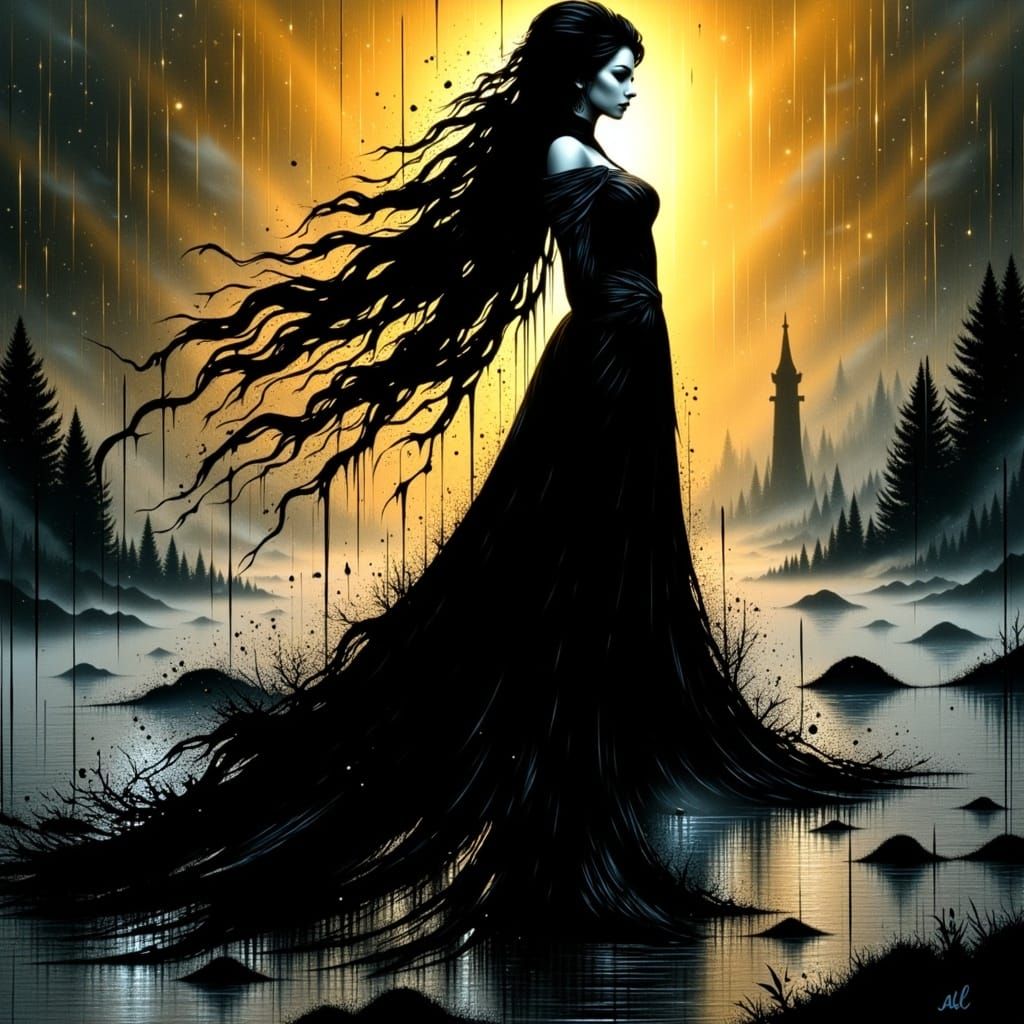 Norse Goddess of Forbidden Love in Dramatic Style