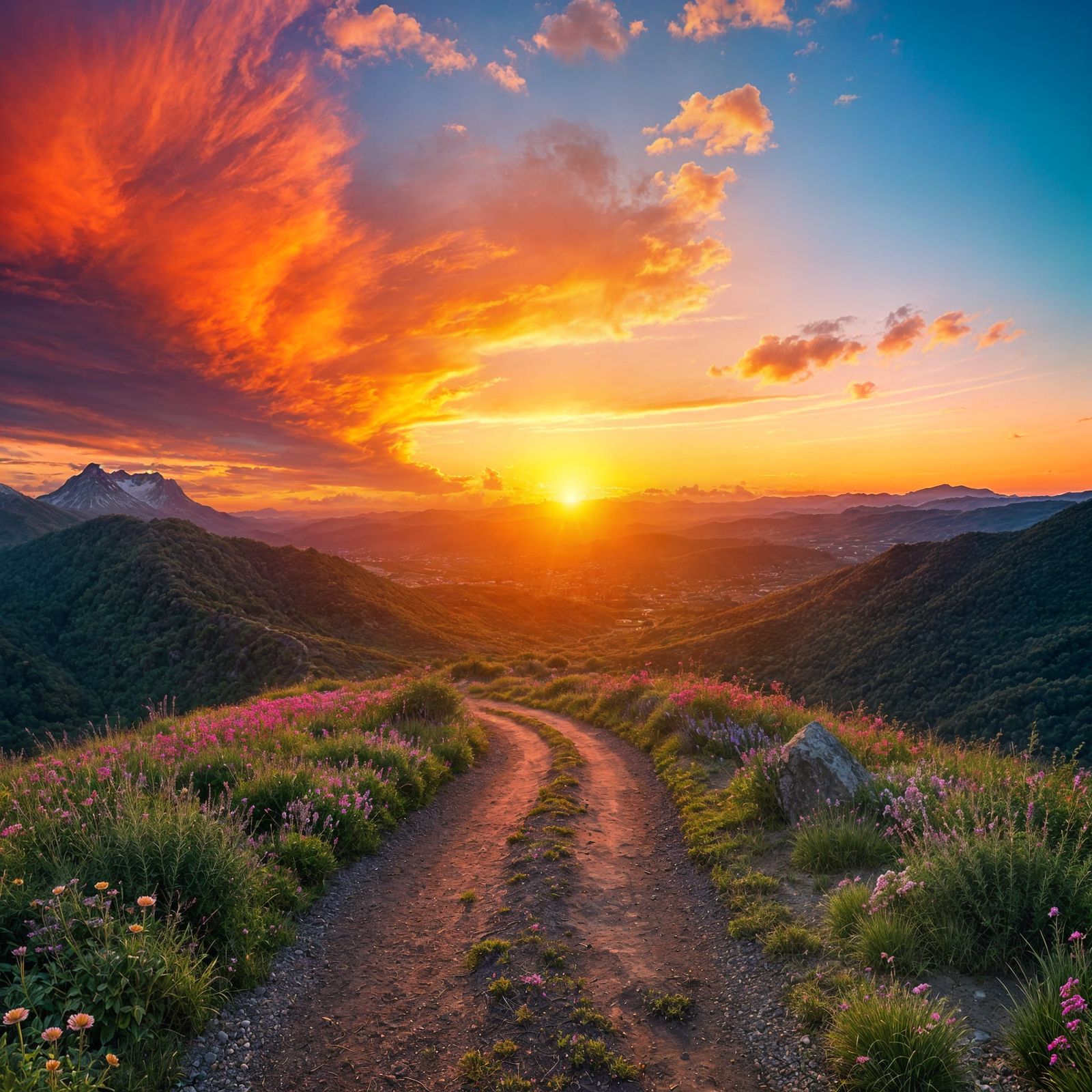 Vibrant Sunset Path to a Bright Future