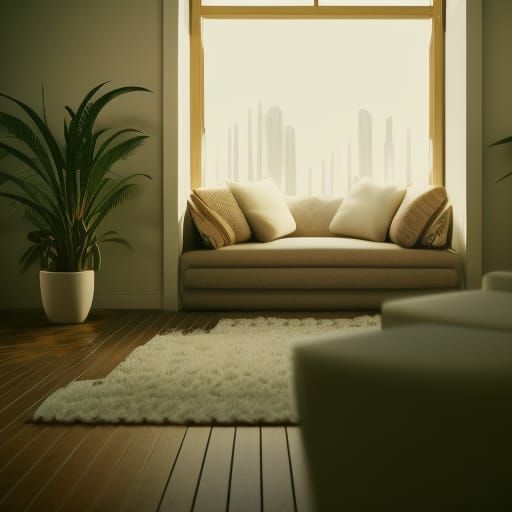 Cozy Living Room with Sunshine and Plants