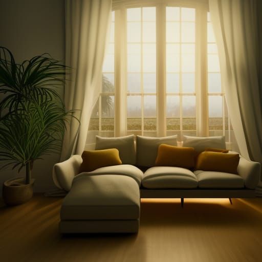 Cozy Living Room with Sunshine and Plants