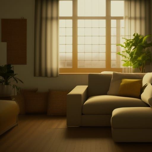 Bright Living Room with Sunshine and Plants